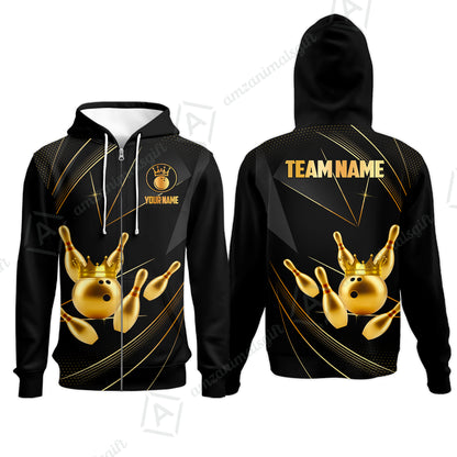 Custom bowling uniforms, Bowling Jerseys Shirts, Bowling Ball & Pins Premium Crown Customized Name And Team Name For Bowling Team Men Women