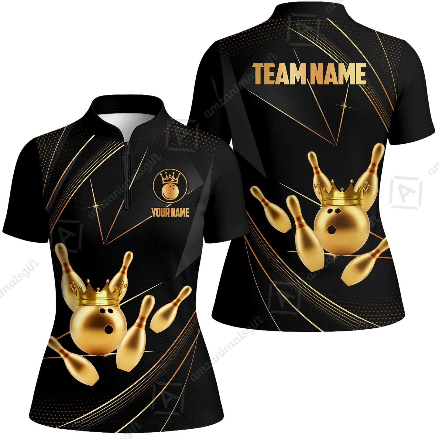 Custom bowling uniforms, Bowling Jerseys Shirts, Bowling Ball & Pins Premium Crown Customized Name And Team Name For Bowling Team Men Women