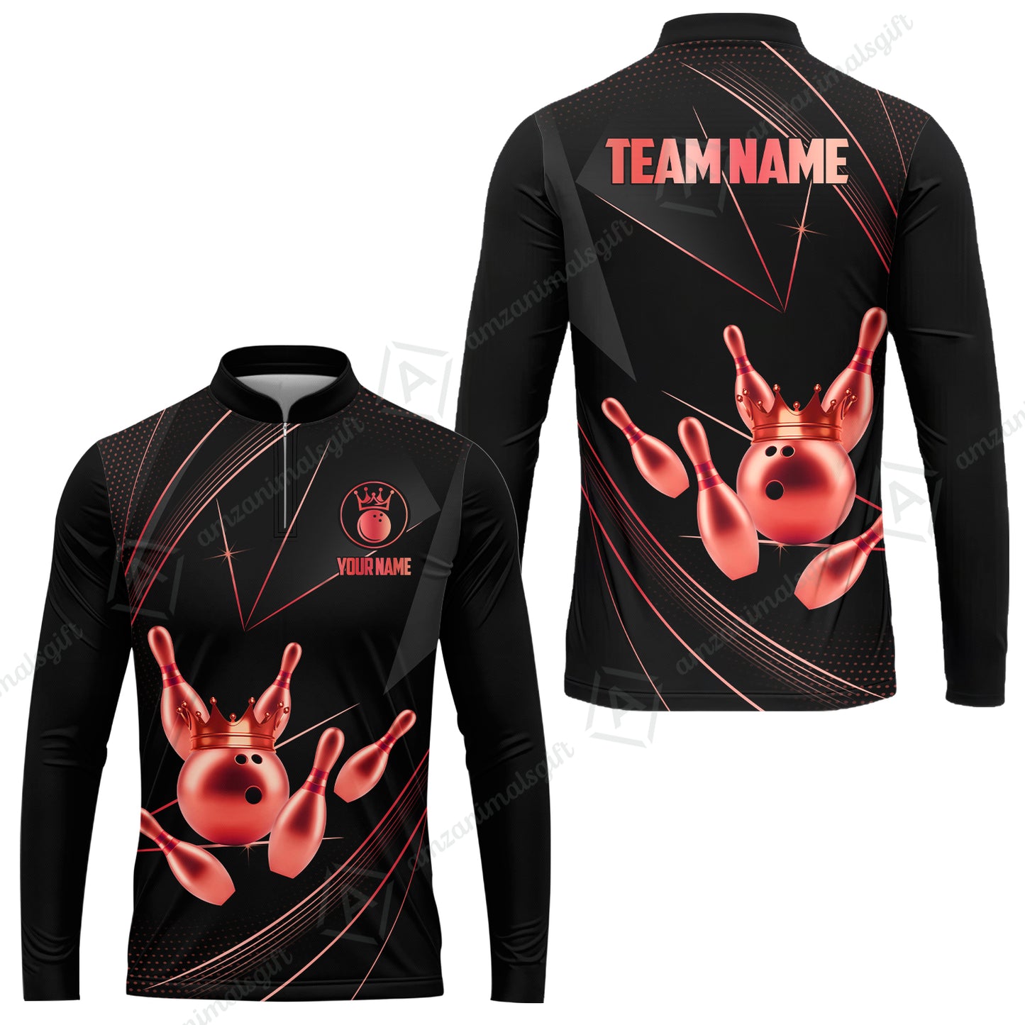 Custom bowling uniforms, Bowling Jerseys Shirts, Bowling Ball & Pins Premium Crown Customized Name And Team Name For Bowling Team Men Women