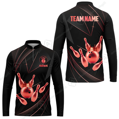 Custom bowling uniforms, Bowling Jerseys Shirts, Bowling Ball & Pins Premium Crown Customized Name And Team Name For Bowling Team Men Women
