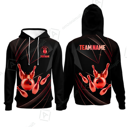 Custom bowling uniforms, Bowling Jerseys Shirts, Bowling Ball & Pins Premium Crown Customized Name And Team Name For Bowling Team Men Women