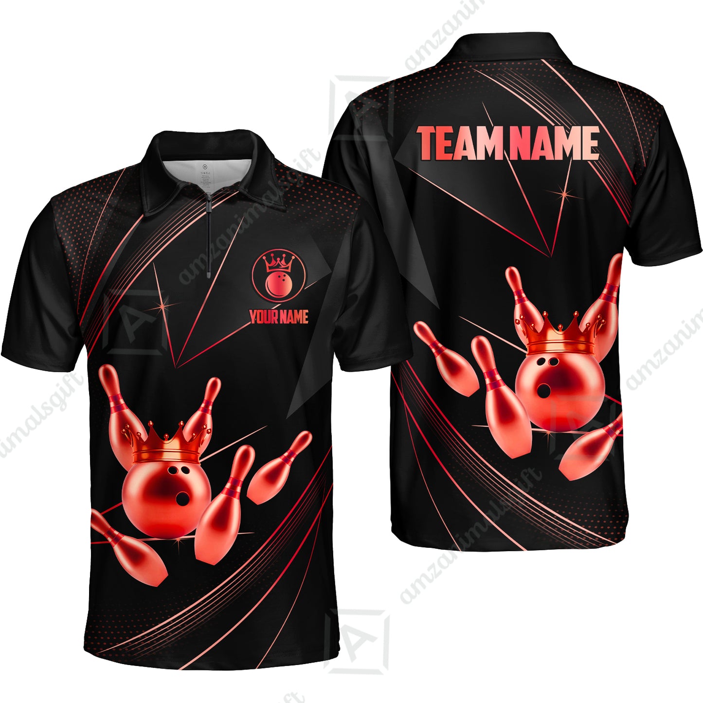 Custom bowling uniforms, Bowling Jerseys Shirts, Bowling Ball & Pins Premium Crown Customized Name And Team Name For Bowling Team Men Women