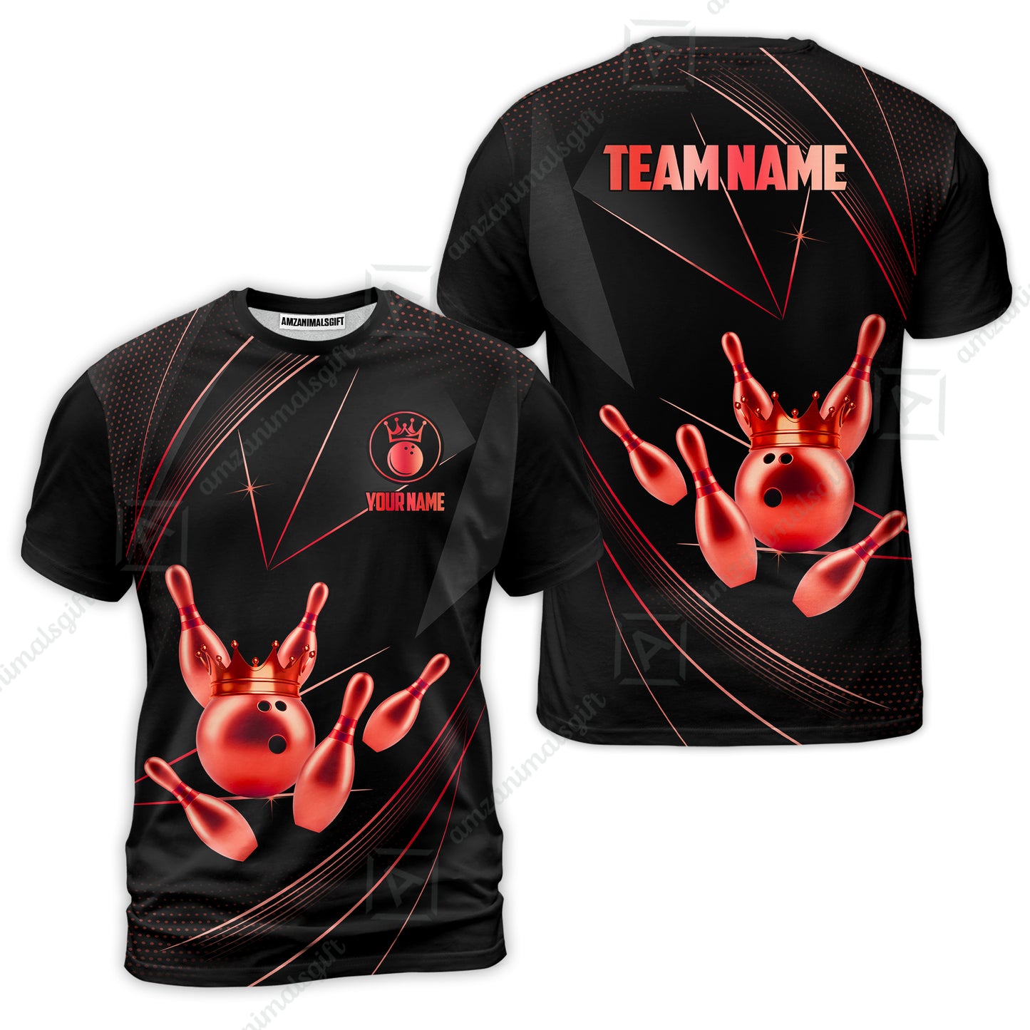 Custom bowling uniforms, Bowling Jerseys Shirts, Bowling Ball & Pins Premium Crown Customized Name And Team Name For Bowling Team Men Women
