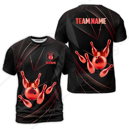 Custom bowling uniforms, Bowling Jerseys Shirts, Bowling Ball & Pins Premium Crown Customized Name And Team Name For Bowling Team Men Women