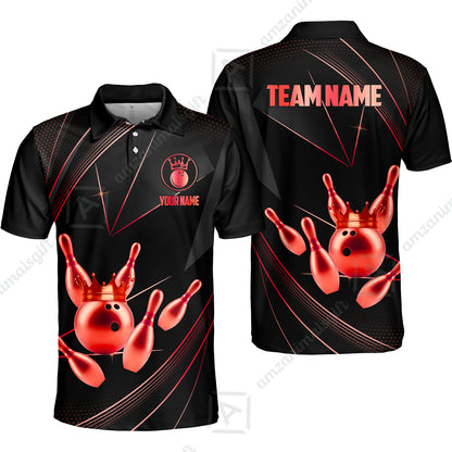 Custom bowling uniforms, Bowling Jerseys Shirts, Bowling Ball & Pins Premium Crown Customized Name And Team Name For Bowling Team Men Women