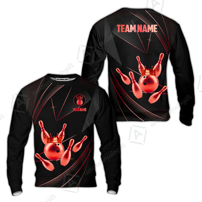 Custom bowling uniforms, Bowling Jerseys Shirts, Bowling Ball & Pins Premium Crown Customized Name And Team Name For Bowling Team Men Women