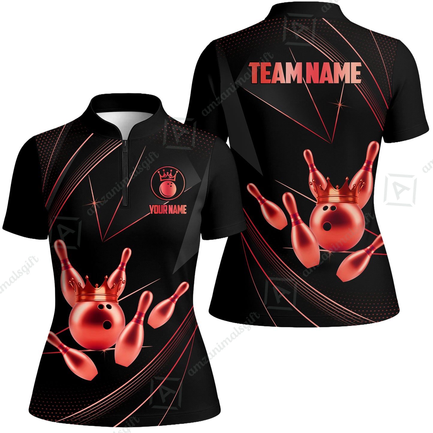 Custom bowling uniforms, Bowling Jerseys Shirts, Bowling Ball & Pins Premium Crown Customized Name And Team Name For Bowling Team Men Women