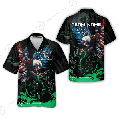 Custom Bowling Team Jerseys, Bowling uniforms Quarter-Zip Polo, Bowling Ball & Pins Almighty American Eagle Customized Name And Team Name
