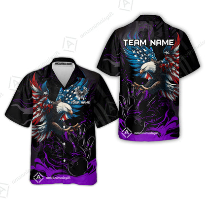 Custom Bowling Team Jerseys, Bowling uniforms Quarter-Zip Polo, Bowling Ball & Pins Almighty American Eagle Customized Name And Team Name