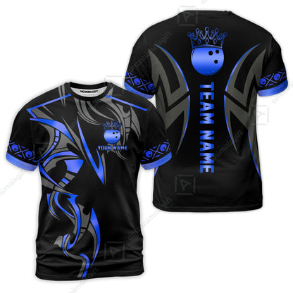 Custom Bowling T-Shirt, Bowling Uniforms Quarter-Zip Polo, Bowling Ball Crown Multicolor Options Personalized Name And Team Name