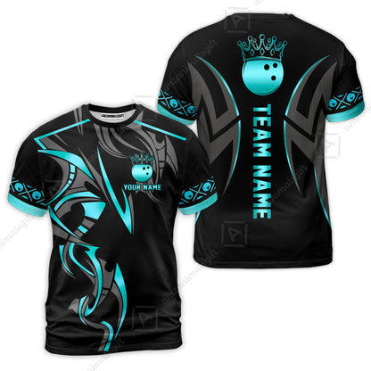 Custom Bowling T-Shirt, Bowling Uniforms Quarter-Zip Polo, Bowling Ball Crown Multicolor Options Personalized Name And Team Name