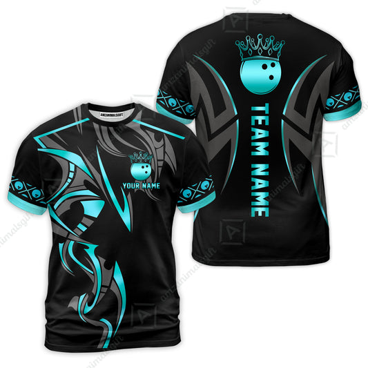 Custom Bowling T-Shirt, Bowling Uniforms Quarter-Zip Polo, Bowling Ball Crown Multicolor Options Personalized Name And Team Name