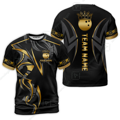 Custom Bowling T-Shirt, Bowling Uniforms Quarter-Zip Polo, Bowling Ball Crown Multicolor Options Personalized Name And Team Name