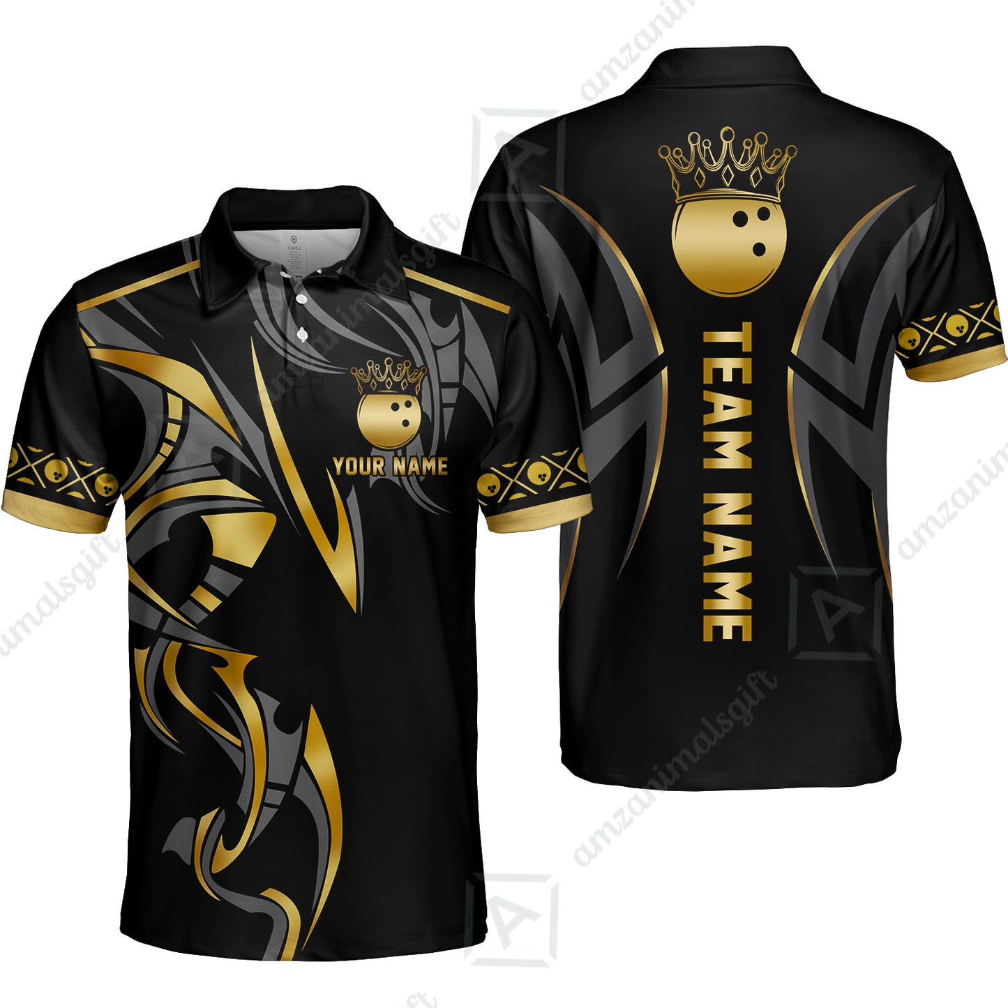 Custom Bowling Unisex Polo Shirt, Bowling Uniforms Quarter-Zip Polo, Bowling Ball Crown Multicolor Options Personalized Name And Team Name