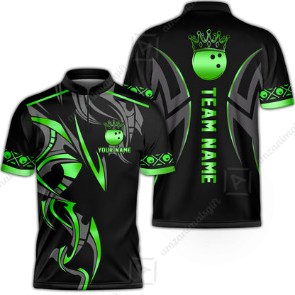 Custom Bowling Jersey, Bowling Uniforms Quarter-Zip Shirt, Bowling Ball Crown Multicolor Options Personalized Name And Team Name