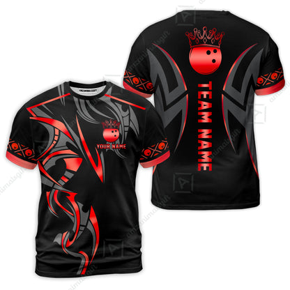 Custom Bowling T-Shirt, Bowling Uniforms Quarter-Zip Polo, Bowling Ball Crown Multicolor Options Personalized Name And Team Name