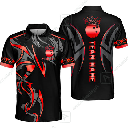 Custom Bowling Unisex Polo Shirt, Bowling Uniforms Quarter-Zip Polo, Bowling Ball Crown Multicolor Options Personalized Name And Team Name