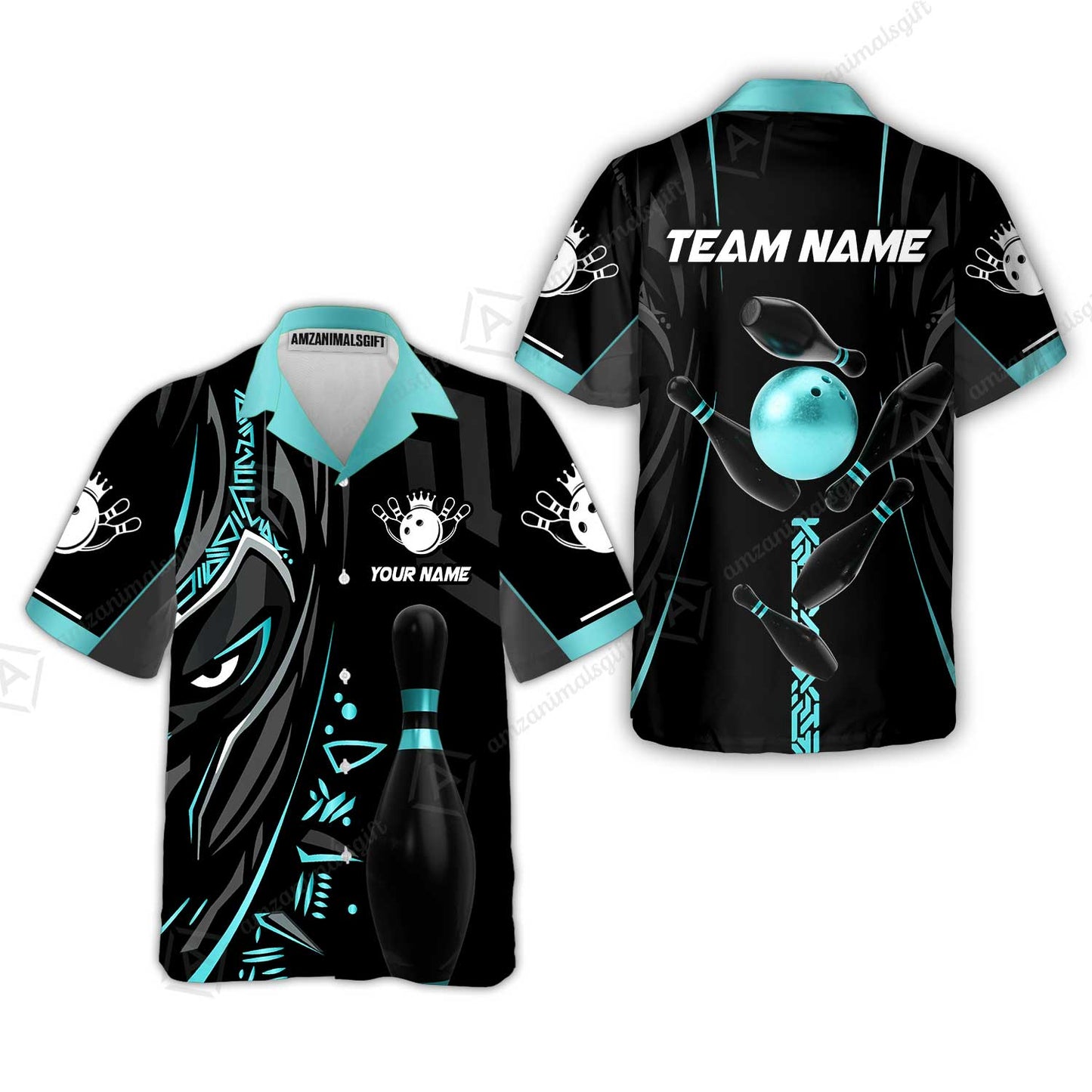 Custom Bowling Team Jerseys Polo Shirts, Bowling uniforms Ball & Pins Black Panther Pro Sport Multicolor Options Personalized Name And Team Name