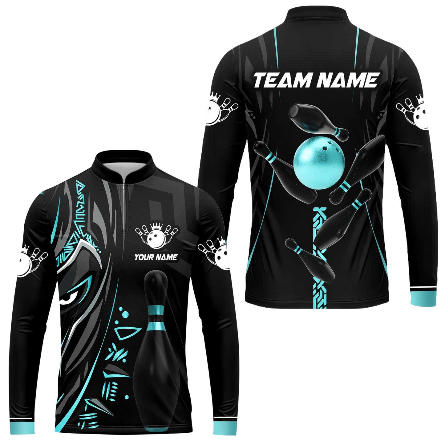 Custom Bowling Team Jerseys Polo Shirts, Bowling uniforms Ball & Pins Black Panther Pro Sport Multicolor Options Personalized Name And Team Name