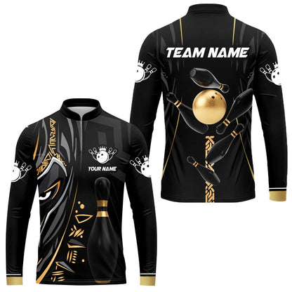 Custom Bowling Team Jerseys Polo Shirts, Bowling uniforms Ball & Pins Black Panther Pro Sport Multicolor Options Personalized Name And Team Name