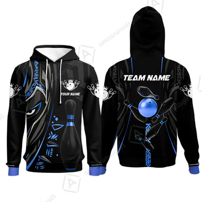 Custom Bowling Team Jerseys Polo Shirts, Bowling uniforms Ball & Pins Black Panther Pro Sport Multicolor Options Personalized Name And Team Name