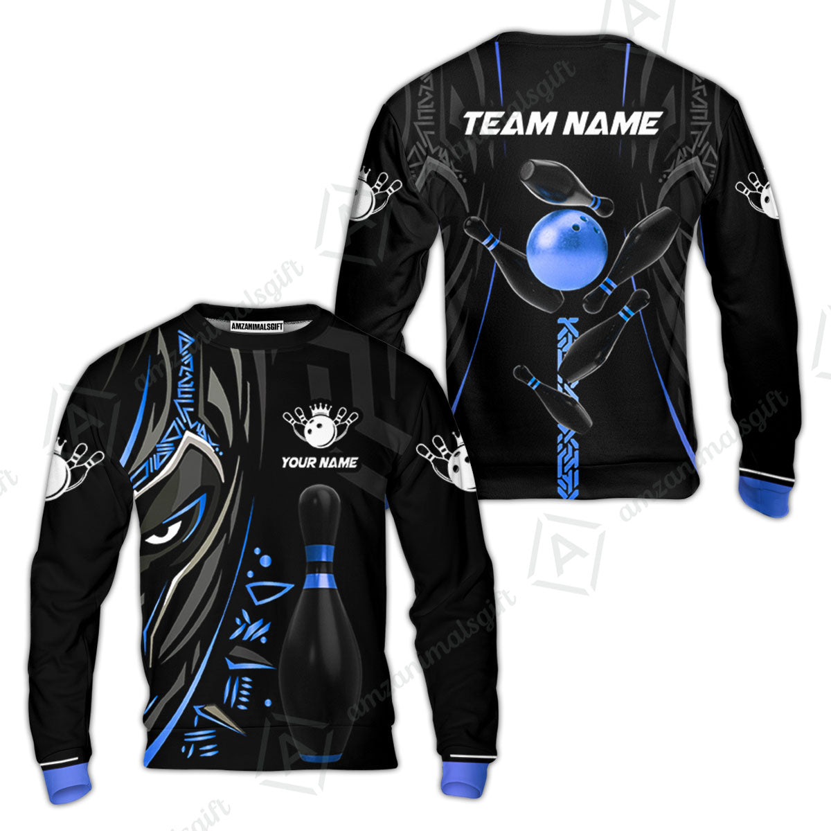 Custom Bowling Team Jerseys Polo Shirts, Bowling uniforms Ball & Pins Black Panther Pro Sport Multicolor Options Personalized Name And Team Name
