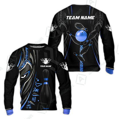 Custom Bowling Team Jerseys Polo Shirts, Bowling uniforms Ball & Pins Black Panther Pro Sport Multicolor Options Personalized Name And Team Name