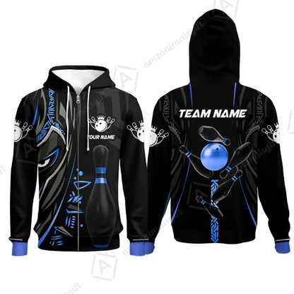 Custom Bowling Team Jerseys Polo Shirts, Bowling uniforms Ball & Pins Black Panther Pro Sport Multicolor Options Personalized Name And Team Name