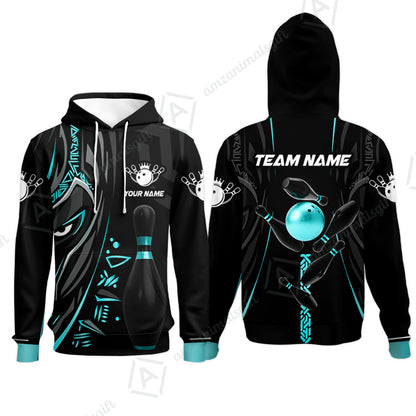 Custom Bowling Team Jerseys Polo Shirts, Bowling uniforms Ball & Pins Black Panther Pro Sport Multicolor Options Personalized Name And Team Name