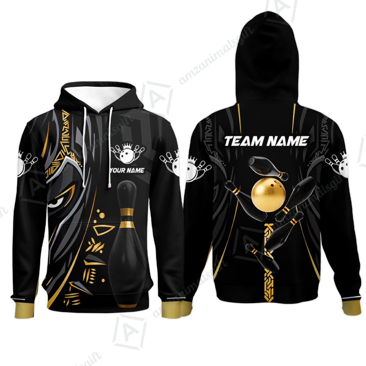 Custom Bowling Team Jerseys Polo Shirts, Bowling uniforms Ball & Pins Black Panther Pro Sport Multicolor Options Personalized Name And Team Name