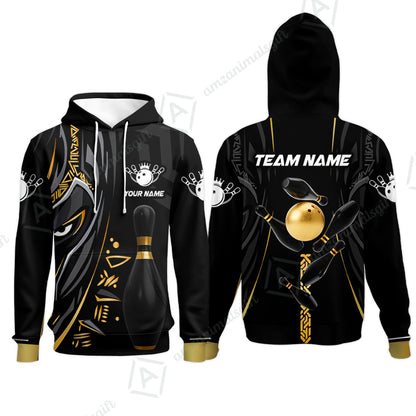 Custom Bowling Team Jerseys Polo Shirts, Bowling uniforms Ball & Pins Black Panther Pro Sport Multicolor Options Personalized Name And Team Name