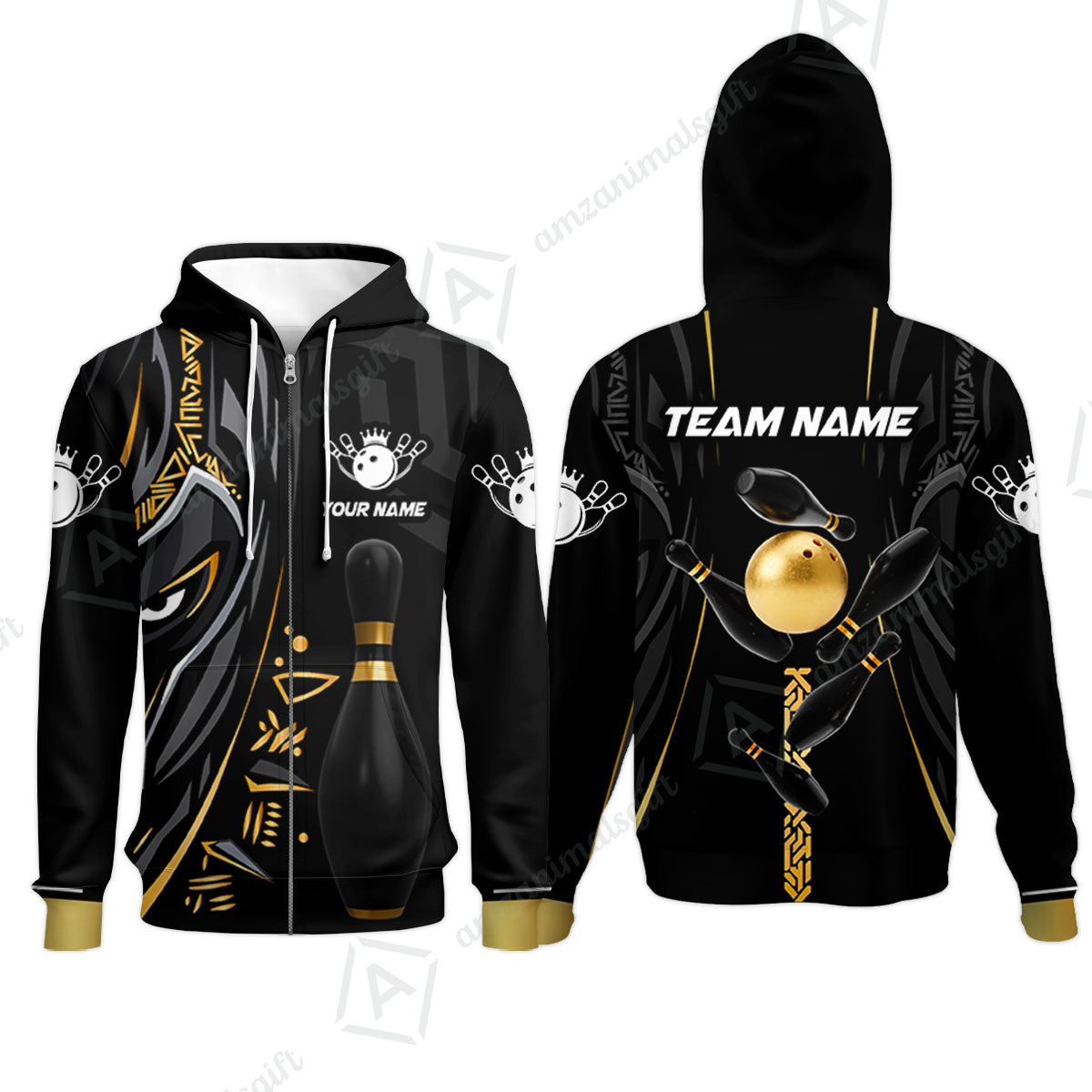 Custom Bowling Team Jerseys Polo Shirts, Bowling uniforms Ball & Pins Black Panther Pro Sport Multicolor Options Personalized Name And Team Name