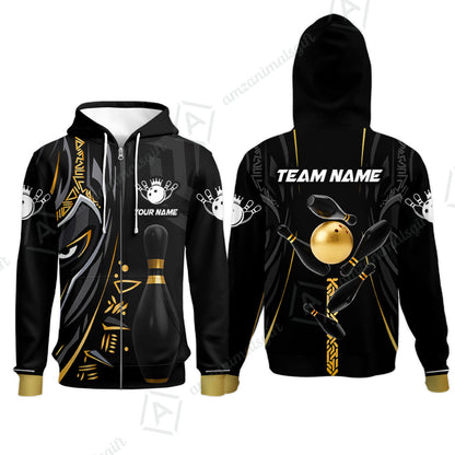 Custom Bowling Team Jerseys Polo Shirts, Bowling uniforms Ball & Pins Black Panther Pro Sport Multicolor Options Personalized Name And Team Name