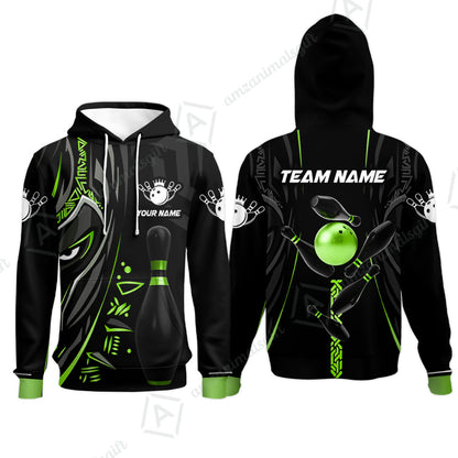 Custom Bowling Team Jerseys Polo Shirts, Bowling uniforms Ball & Pins Black Panther Pro Sport Multicolor Options Personalized Name And Team Name