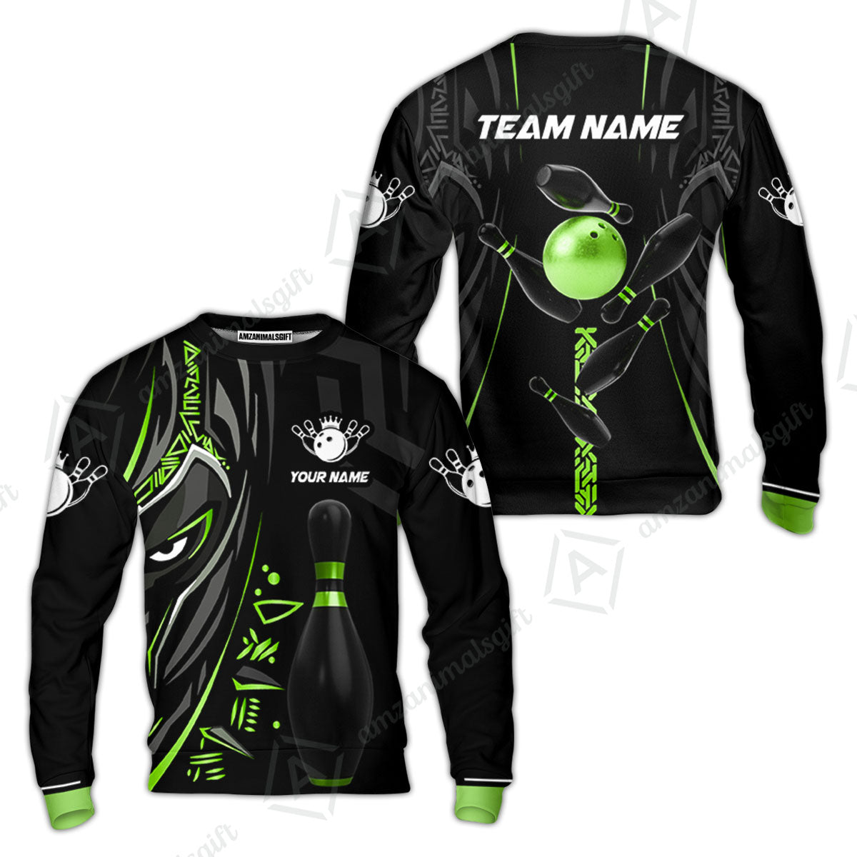 Custom Bowling Team Jerseys Polo Shirts, Bowling uniforms Ball & Pins Black Panther Pro Sport Multicolor Options Personalized Name And Team Name