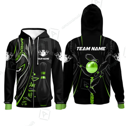 Custom Bowling Team Jerseys Polo Shirts, Bowling uniforms Ball & Pins Black Panther Pro Sport Multicolor Options Personalized Name And Team Name