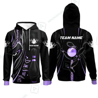 Custom Bowling Team Jerseys Polo Shirts, Bowling uniforms Ball & Pins Black Panther Pro Sport Multicolor Options Personalized Name And Team Name