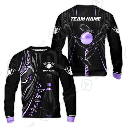 Custom Bowling Team Jerseys Polo Shirts, Bowling uniforms Ball & Pins Black Panther Pro Sport Multicolor Options Personalized Name And Team Name