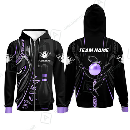 Custom Bowling Team Jerseys Polo Shirts, Bowling uniforms Ball & Pins Black Panther Pro Sport Multicolor Options Personalized Name And Team Name