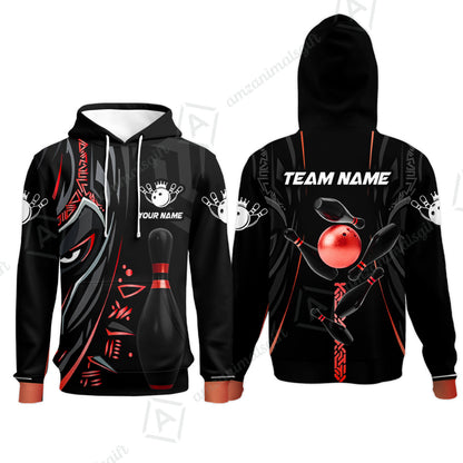 Custom Bowling Team Jerseys Polo Shirts, Bowling uniforms Ball & Pins Black Panther Pro Sport Multicolor Options Personalized Name And Team Name