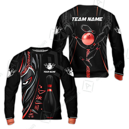 Custom Bowling Team Jerseys Polo Shirts, Bowling uniforms Ball & Pins Black Panther Pro Sport Multicolor Options Personalized Name And Team Name