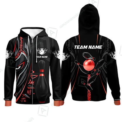 Custom Bowling Team Jerseys Polo Shirts, Bowling uniforms Ball & Pins Black Panther Pro Sport Multicolor Options Personalized Name And Team Name