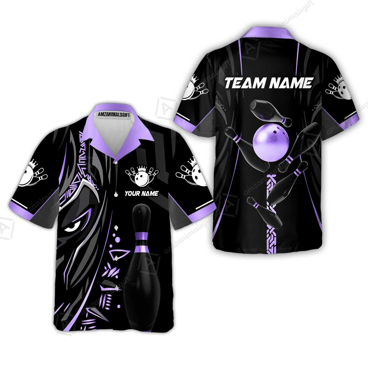 Custom Bowling Team Jerseys Polo Shirts, Bowling uniforms Ball & Pins Black Panther Pro Sport Multicolor Options Personalized Name And Team Name
