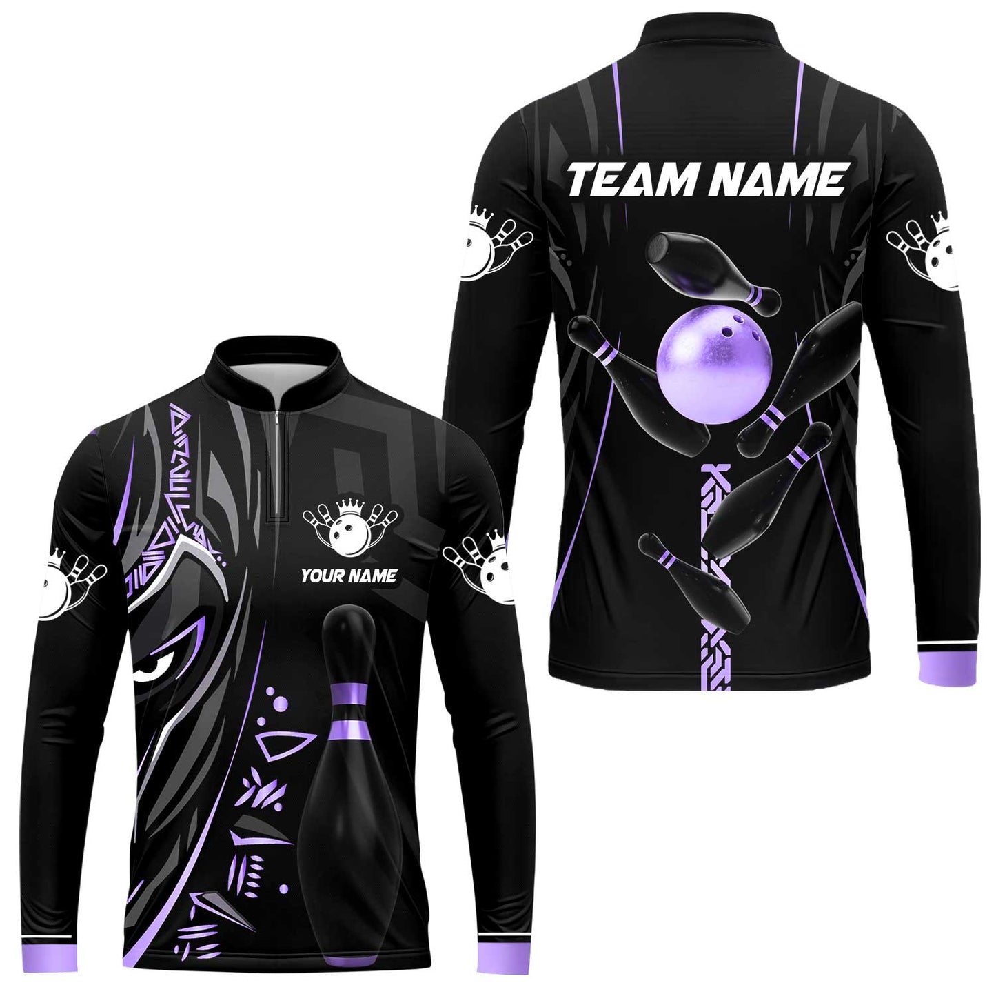Custom Bowling Team Jerseys Polo Shirts, Bowling uniforms Ball & Pins Black Panther Pro Sport Multicolor Options Personalized Name And Team Name