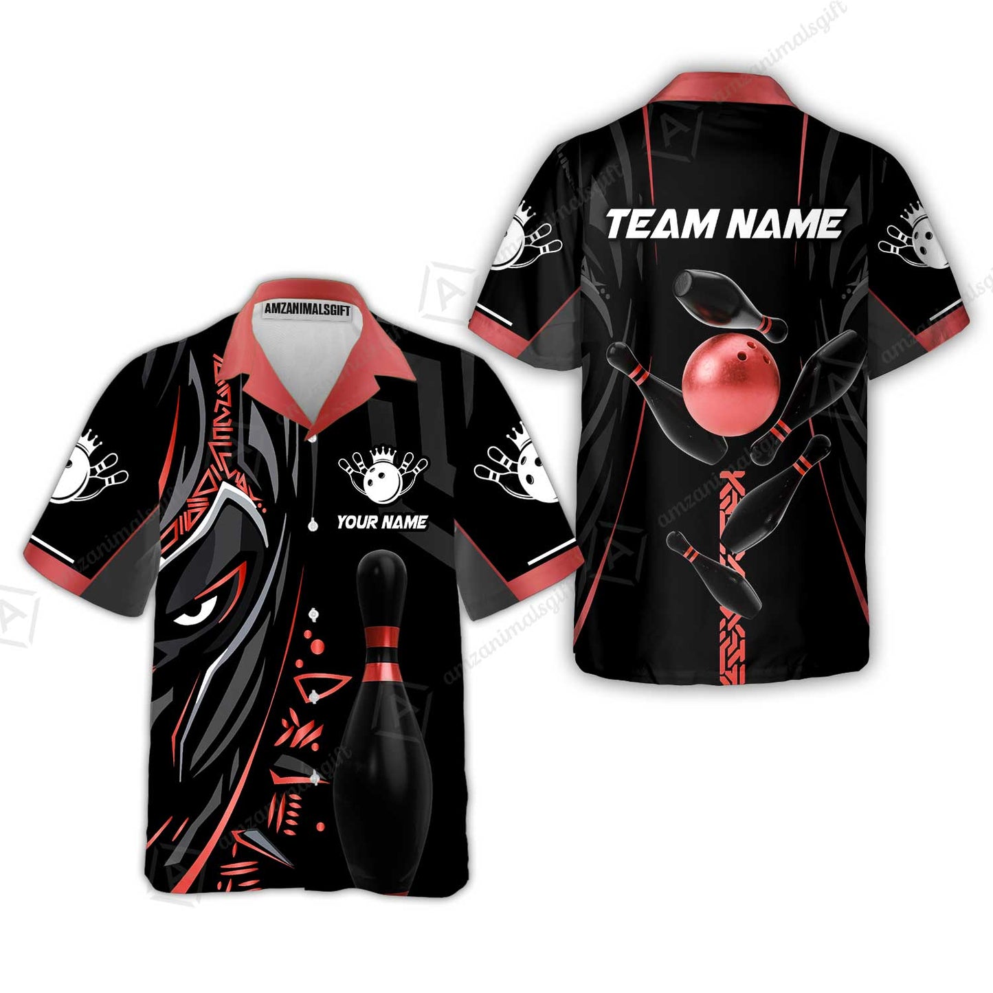 Custom Bowling Team Jerseys Polo Shirts, Bowling uniforms Ball & Pins Black Panther Pro Sport Multicolor Options Personalized Name And Team Name