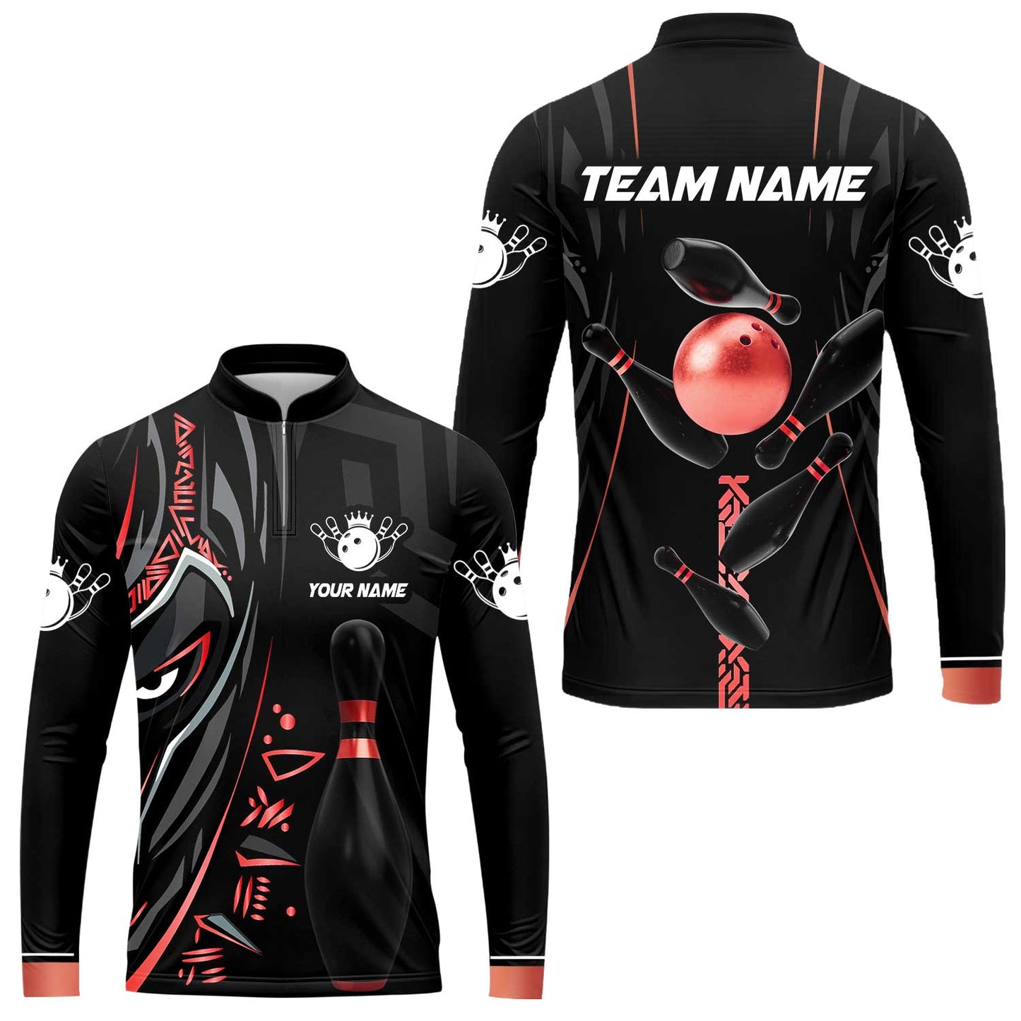 Custom Bowling Team Jerseys Polo Shirts, Bowling uniforms Ball & Pins Black Panther Pro Sport Multicolor Options Personalized Name And Team Name