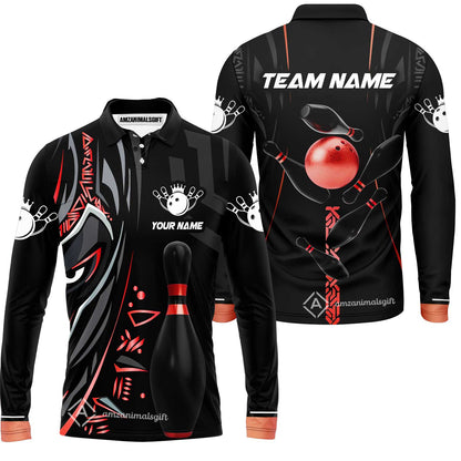 Custom Bowling Team Jerseys Polo Shirts, Bowling uniforms Ball & Pins Black Panther Pro Sport Multicolor Options Personalized Name And Team Name
