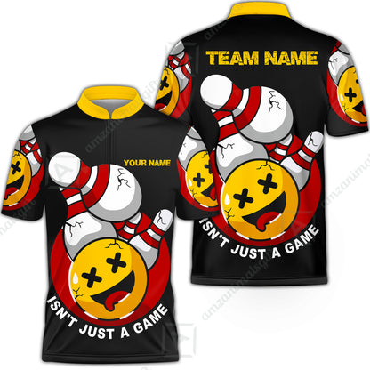 Custom Bowling Team Jerseys Shirts, Bowling uniforms Black Summer Smiley Personalized Name And Team Name