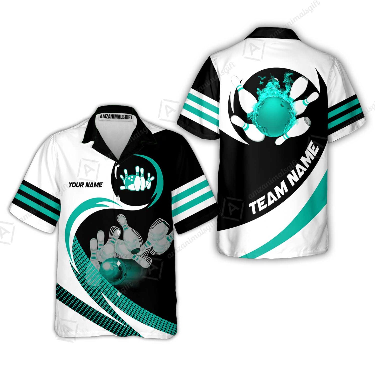 Custom Bowling Team Jersey Shirts, Custom Flame Ball Bowling Uniforms Unisex Polo, Multi Colors Personalized Name And Team Name