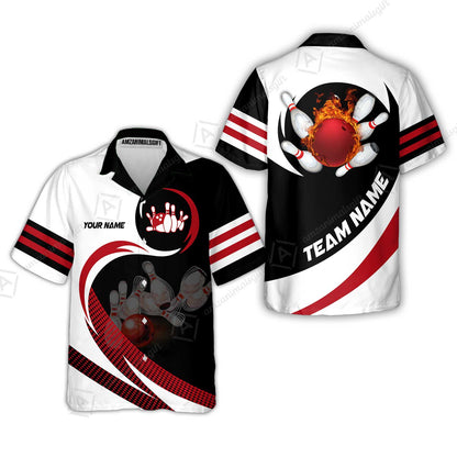 Custom Bowling Team Jersey Shirts, Custom Flame Ball Bowling Uniforms Unisex Polo, Multi Colors Personalized Name And Team Name